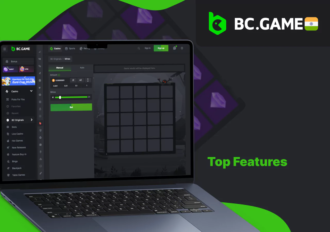 Features of Mines on the BC Game platform