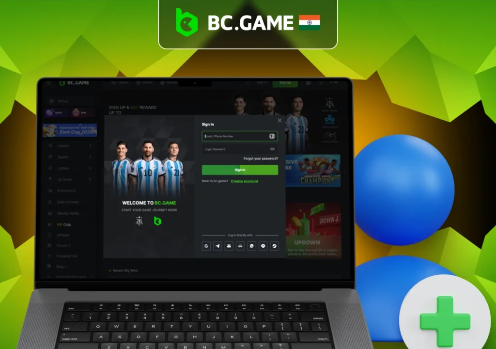 Account registration on BC Game online casino platform